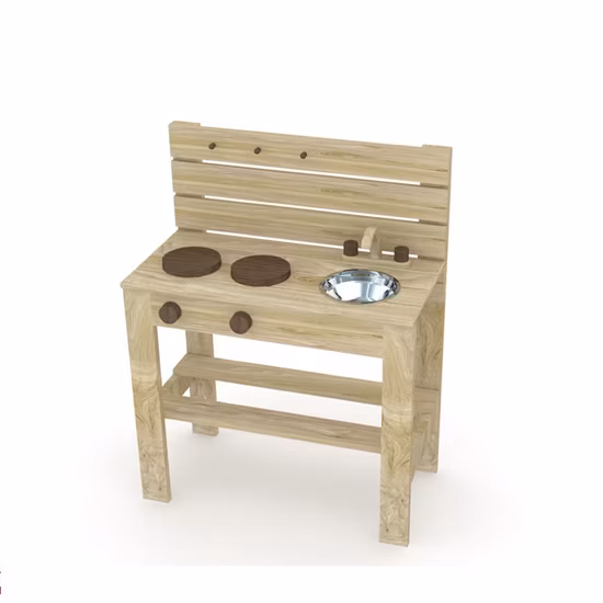 Schlammküche aus Holz für den Außenbereich mit Zubehör, Holzspielzeug